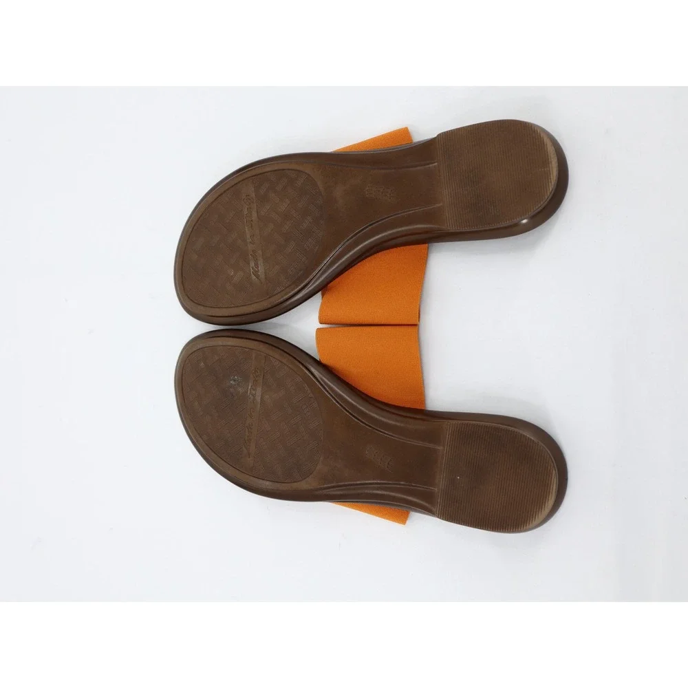 Italian Shoemakers Afia Orange Stretch Thong Sandals Slip On Italy 9.5